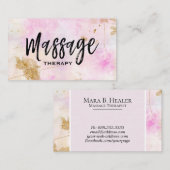 ** Massagetherapeut Trendy Grunge Gold Pink Visitekaartje (Voorkant / Achterkant)
