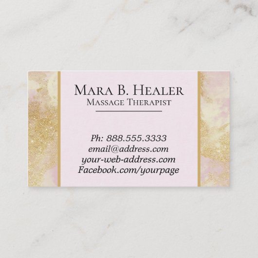 ** Massagetherapeut Trendy Grunge Gouden Lavendel Visitekaartje (Achterkant)