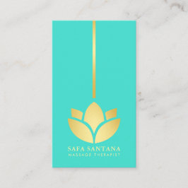 Massagetherapeut Turquoise En Gouden Lotusbloem Visitekaartje