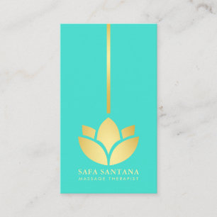 Massagetherapeut Turquoise En Gouden Lotusbloem Visitekaartje