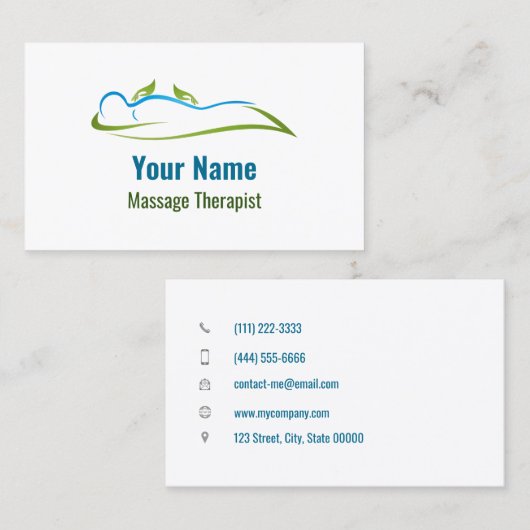  massagetherapeut visitekaartje (Voorkant / Achterkant)
