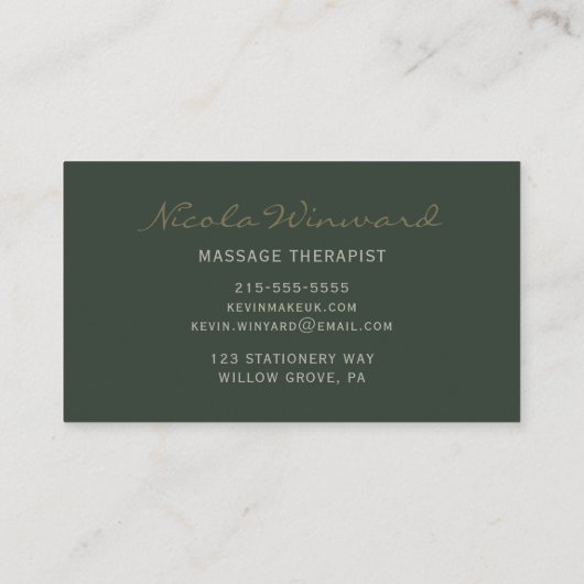 Massagetherapeut Visitekaartje (Achterkant)