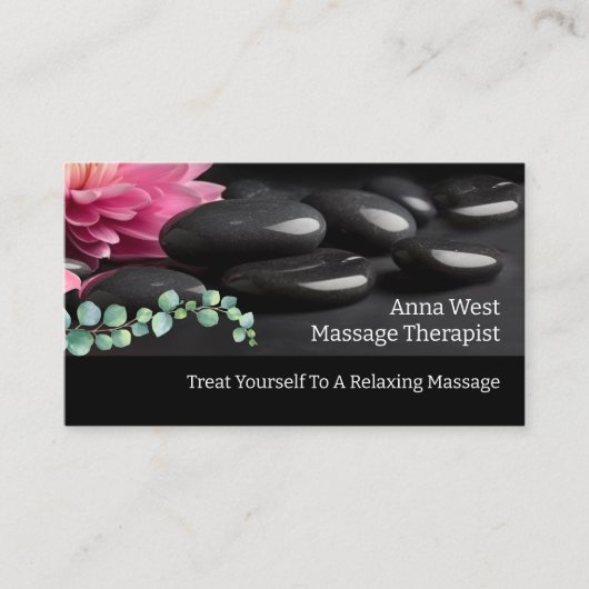 Massagetherapeut Visitekaartjes Hete Steen (Voorkant)