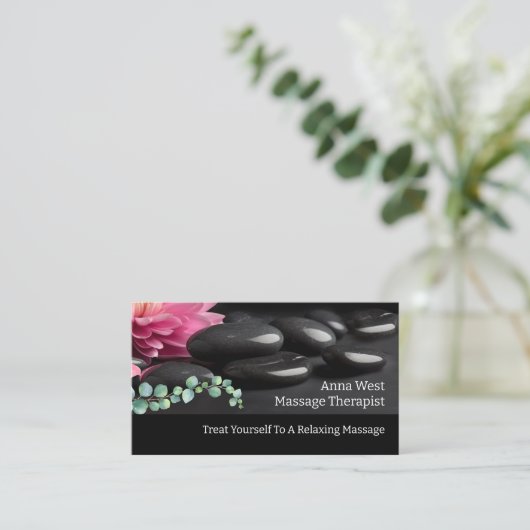 Massagetherapeut Visitekaartjes Hot Stone (Staand voorkant)