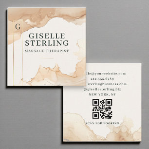Massagetherapeut Waterverf QR Code Gold Folie Vierkante Visitekaartje
