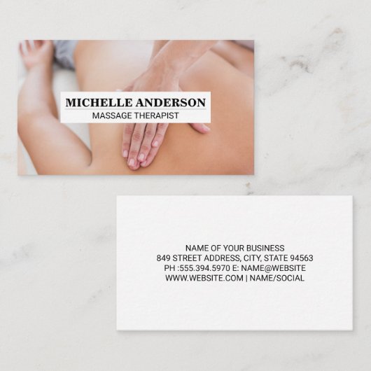 Massagetherapeut werkt samen met patiënt visitekaartje (Voorkant / Achterkant)