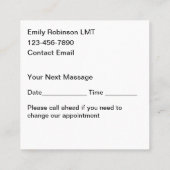 Massagetherapeut Zen Afspraakkaarten Vierkante Visitekaartje (Achterkant)