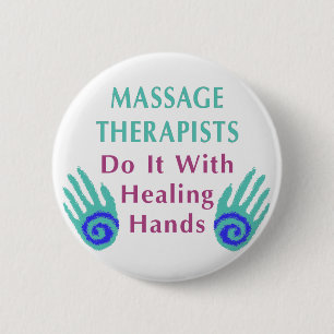 Massagetherapeuten doen het met helende handen ronde button 5,7 cm