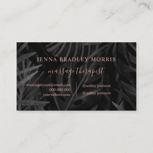 Massagetherapeutisch script roos goudpalmblad visitekaartje (Achterkant)