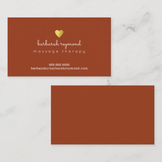 Massagetherapie (aangepaste beroep) terracotta visitekaartje (Voorkant / Achterkant)
