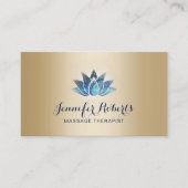 Massagetherapie Blauwe Lotus Modern Gold Salon Visitekaartje (Voorkant)