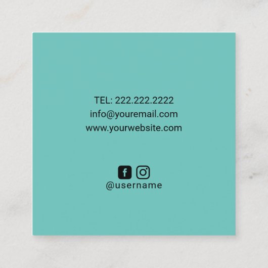 Massagetherapie - Blauwgroen hellinghanden en Lotu Vierkante Visitekaartje (Achterkant)