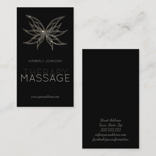 Massagetherapie Bloedbloem Kaart Visitekaartje (Voorkant / Achterkant)