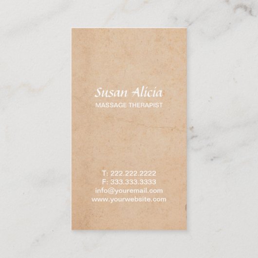 Massagetherapie Bodywork  Therapist Visitekaartje (Achterkant)