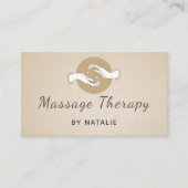 Massagetherapie Boho Elegant Script Healing Hands Visitekaartje (Voorkant)