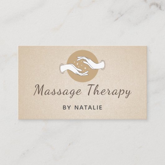 Massagetherapie Boho Elegant Script Healing Hands Visitekaartje (Voorkant)