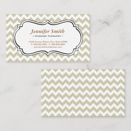 Massagetherapie - Chevron Simple Jasmine Visitekaartje (Voorkant / Achterkant)