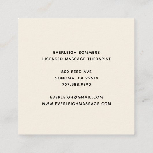 Massagetherapie Classic Cream Visitekaartje (Achterkant)