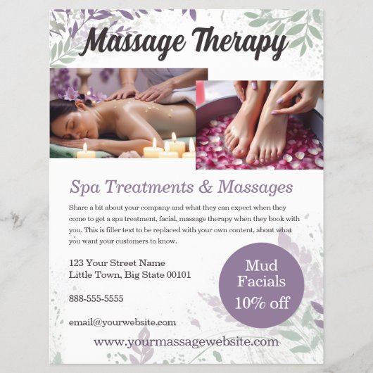 Massagetherapie Diensten Flyer Sjabloon (Voorkant)