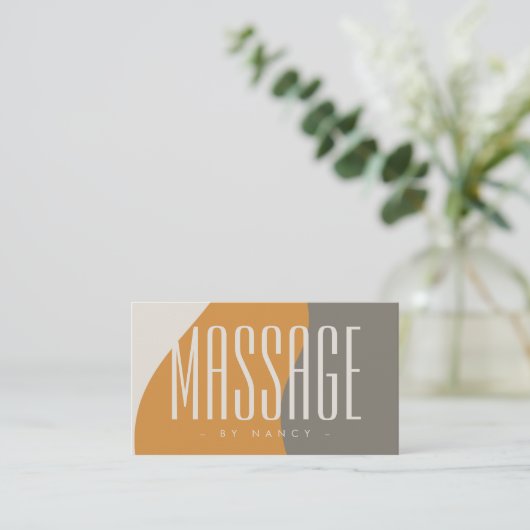 Massagetherapie Earth Tones Rustiek Visitekaartje (Staand voorkant)