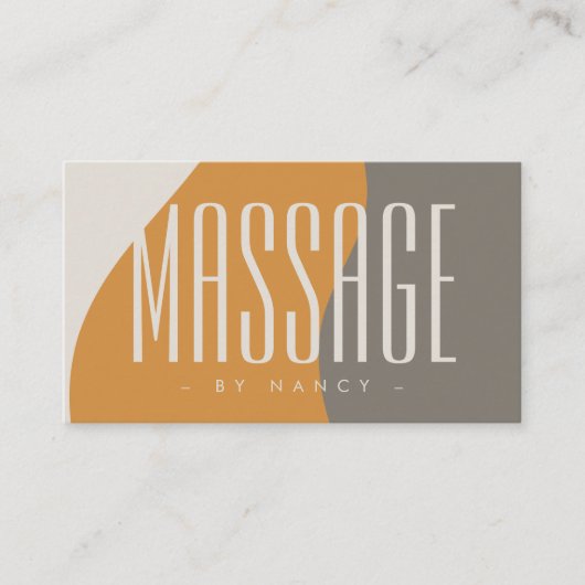 Massagetherapie Earth Tones Rustiek Visitekaartje (Voorkant)