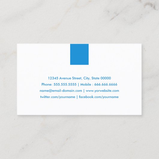 Massagetherapie - Eenvoudig Aqua Blue Visitekaartje (Achterkant)