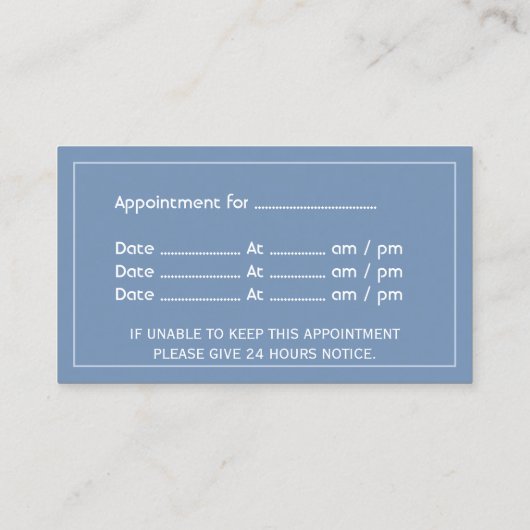 Massagetherapie Eenvoudige Blauwe Afspraak Afsprakenkaartje (Achterkant)