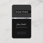 Massagetherapie - Elegant Black Checkered Visitekaartje (Voorkant)