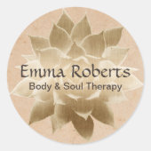massagetherapie Elegant Gold Lotus Ronde Sticker (Voorkant)