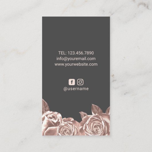 Massagetherapie Elegant Roos Gouden Handen & Bloem Visitekaartje (Achterkant)