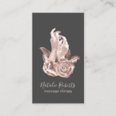 Massagetherapie Elegant Roos Gouden Handen & Bloem Visitekaartje (Voorkant)