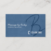 Massagetherapie Elegant Script Navy Blue Visitekaartje (Voorkant)