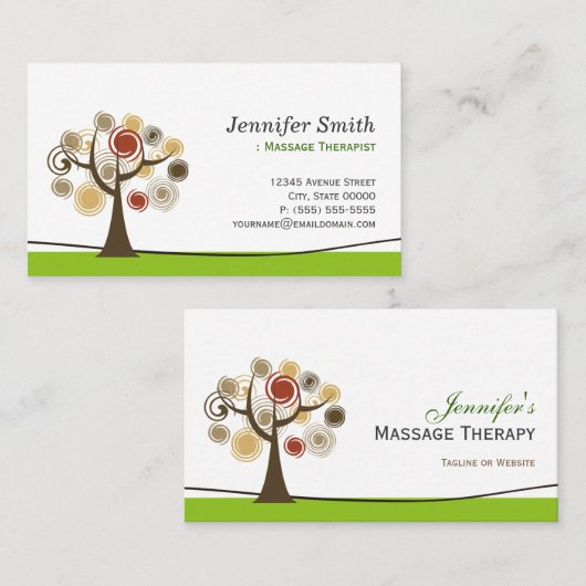 Massagetherapie - Elegant Tree of Life Visitekaartje (Voorkant / Achterkant)