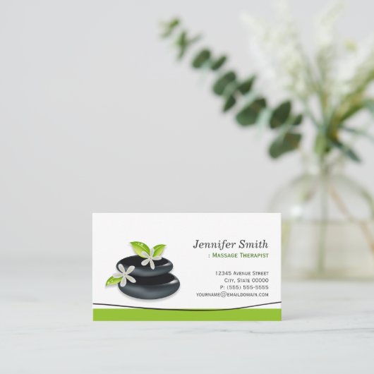 Massagetherapie - Elegant Zen Stones Logo Visitekaartje (Staand voorkant)