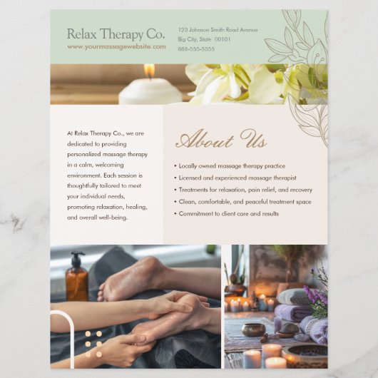 Massagetherapie Flyer Sjabloon (Achterkant)