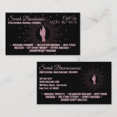 Massagetherapie Glitter Script Helende Handen Visitekaartje (Voorkant / Achterkant)