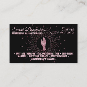 Massagetherapie Glitter Script Helende Handen Visitekaartje