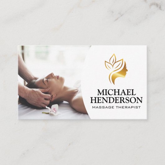 Massagetherapie | Gold Beauty-Logo Visitekaartje (Voorkant)