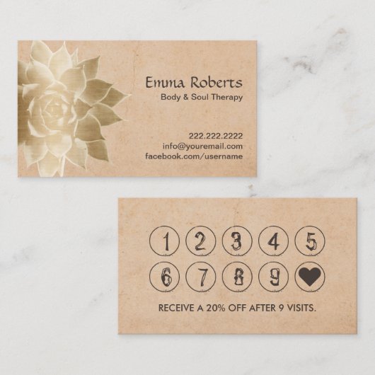  massagetherapie Gold Lotus Loyalty Punch (Voorkant / Achterkant)