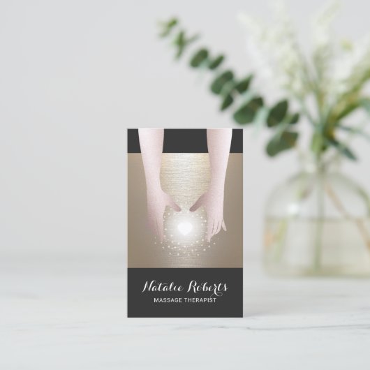 Massagetherapie Gold Reiki Energy Healing SPA Visitekaartje (Staand voorkant)