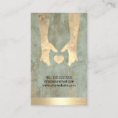 Massagetherapie  goudhelende handen & hart visitekaartje (Achterkant)