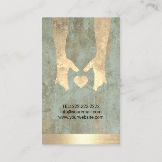 Massagetherapie  goudhelende handen & hart visitekaartje (Achterkant)