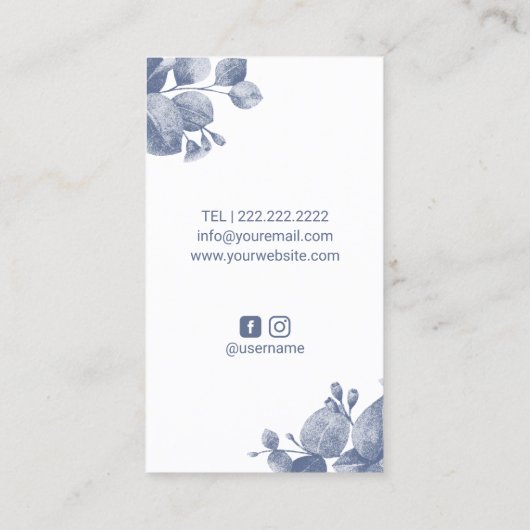 Massagetherapie Handen Blauwe Botanische Spa Visitekaartje (Achterkant)