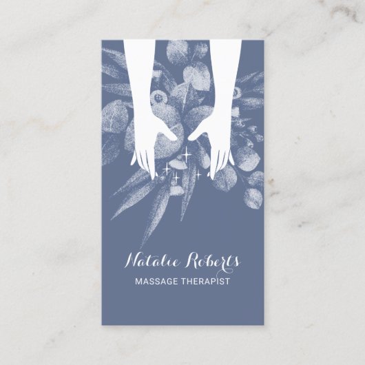 Massagetherapie Handen Blauwe Botanische Spa Visitekaartje (Voorkant)