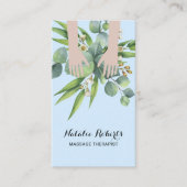 Massagetherapie Handen botanische blauwe spa Visitekaartje (Voorkant)
