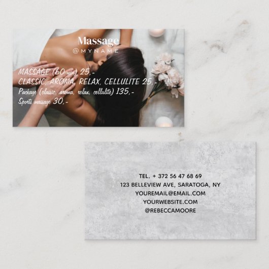Massagetherapie Handen botanische sanitaire spa Visitekaartje (Voorkant / Achterkant)