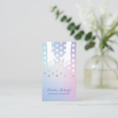 Massagetherapie Handen Deels Paars blauw Visitekaartje (Staand voorkant)