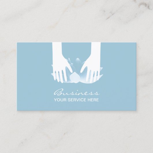 Massagetherapie Handen en blauw Lotus Flower Visitekaartje (Voorkant)