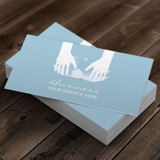 Massagetherapie Handen en blauw Lotus Flower Visitekaartje