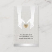 Massagetherapie - Handen en gouden hartenlinnen Visitekaartje (Achterkant)